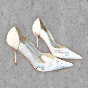Early 00's White Patent Pointy Toe Pump Stilletto Heels Sz 8 Signed  Tech N9ne